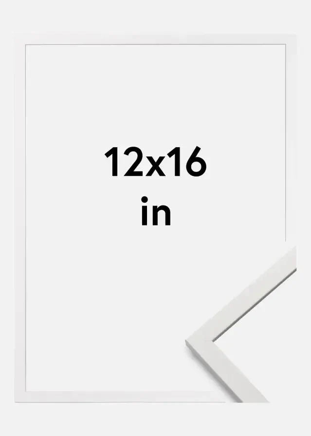 White frame with '12x16 in' text on a white background