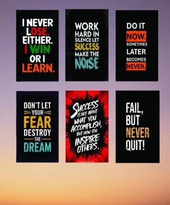 Set of motivational posters with inspirational quotes on a gradient background