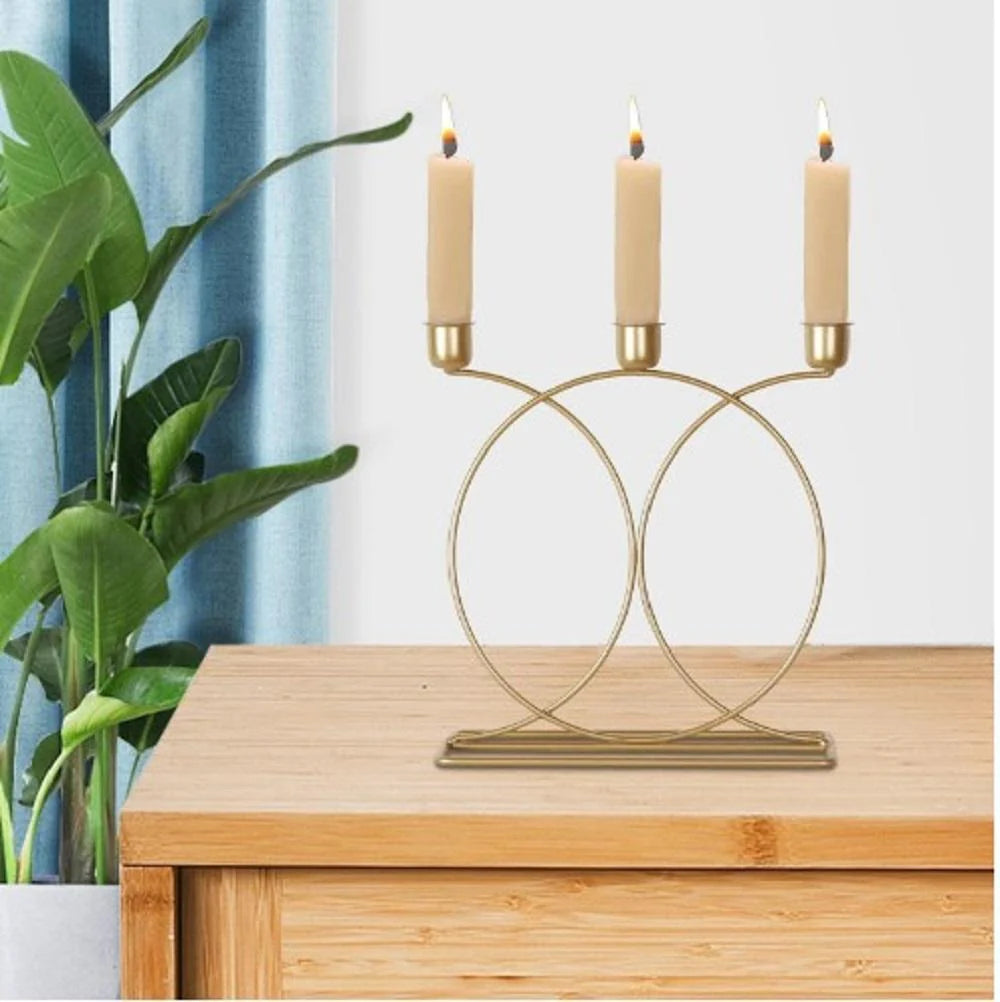 Stylish Golden Candle Stand Elegant Decorative Piece