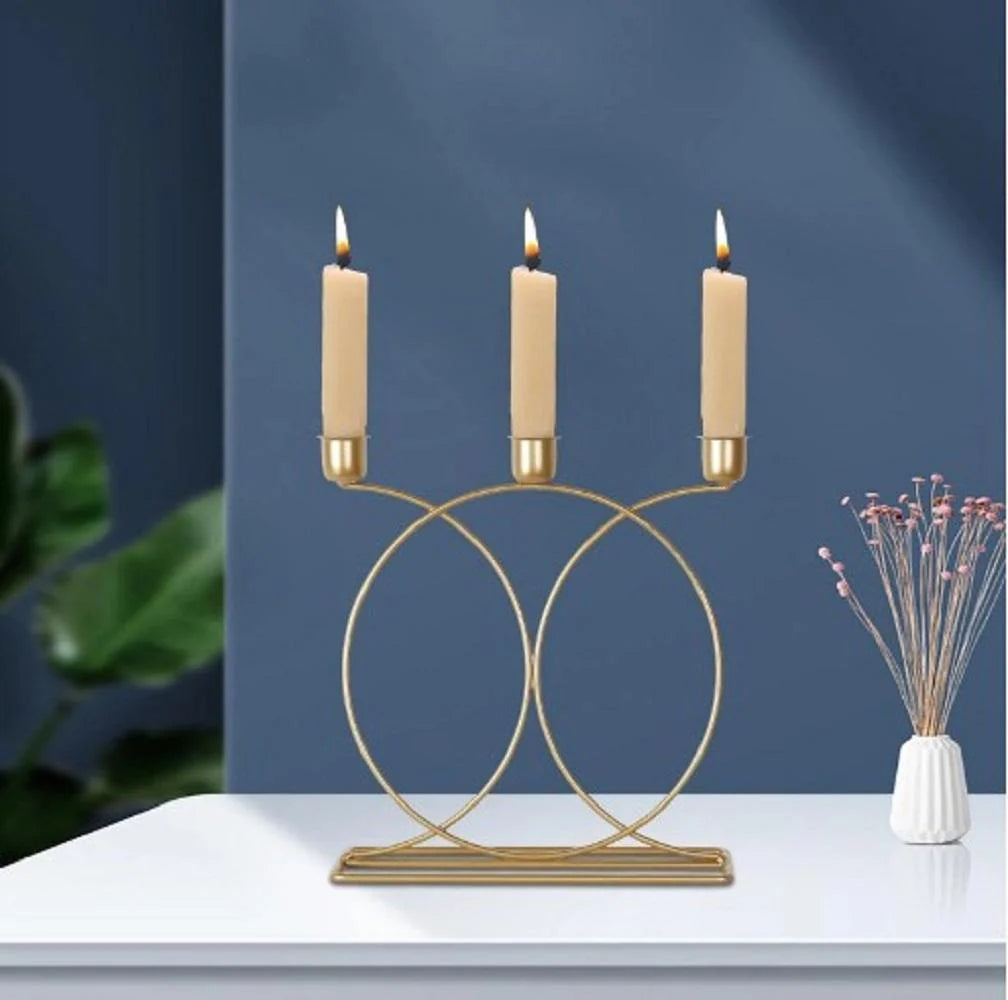 Stylish Golden Candle Stand Elegant Decorative Piece