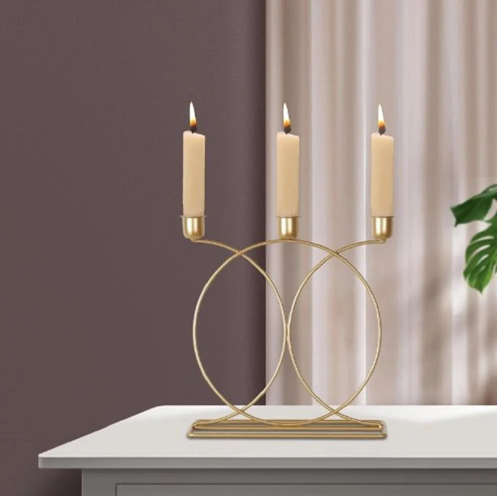 Stylish Golden Candle Stand Elegant Decorative Piece