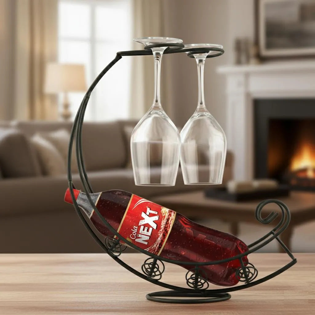 Creative Bottle & Glass Holder Metal Bottle Display Stand