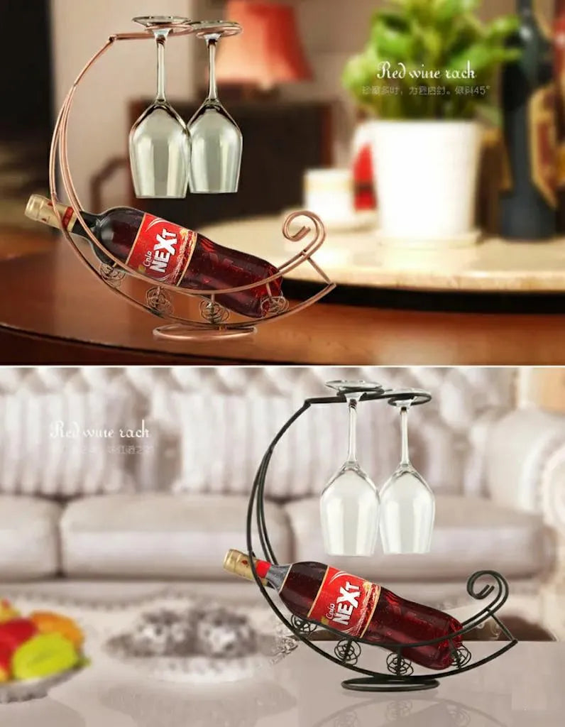 Creative Bottle & Glass Holder Metal Bottle Display Stand