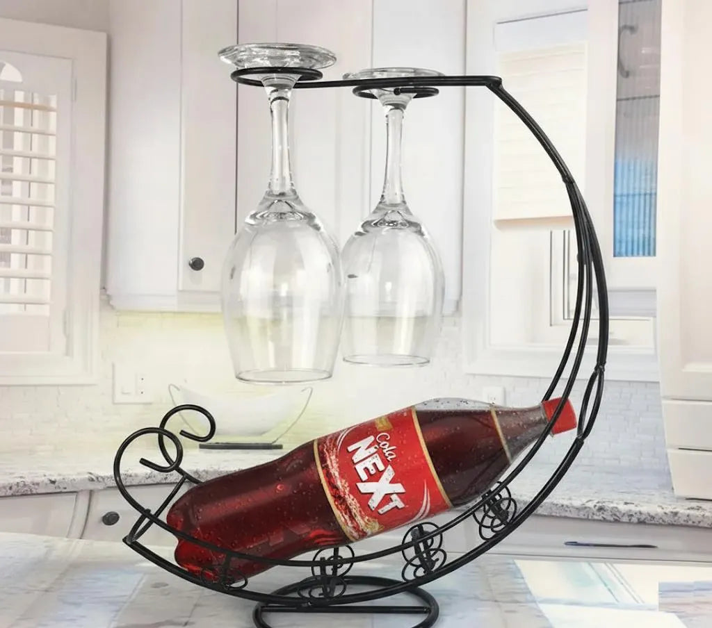 Creative Bottle & Glass Holder Metal Bottle Display Stand