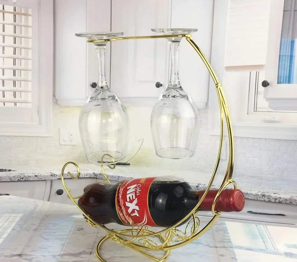 Creative Bottle & Glass Holder Metal Bottle Display Stand