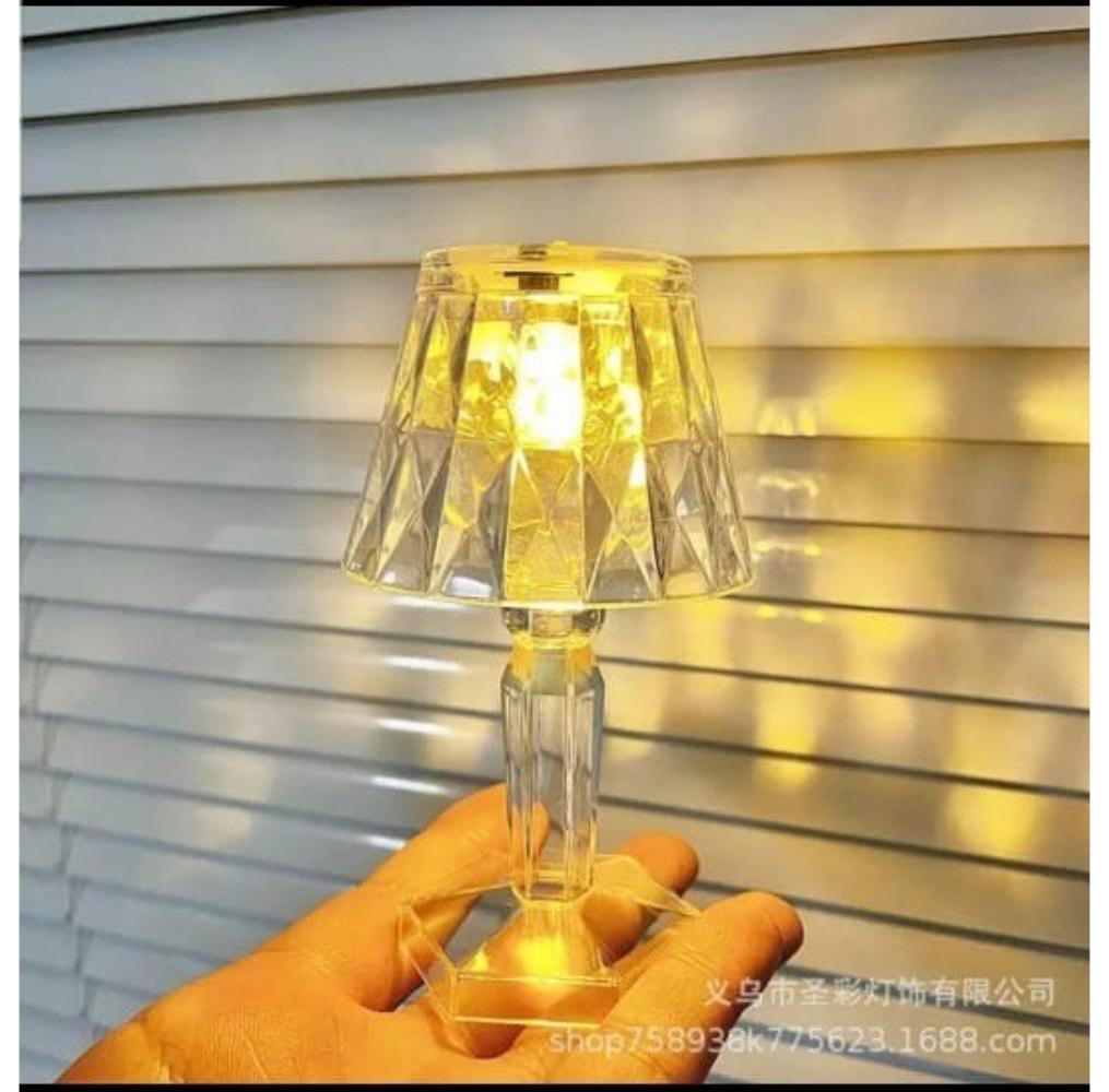 Small White Crystal Night Lamp - Golden Light