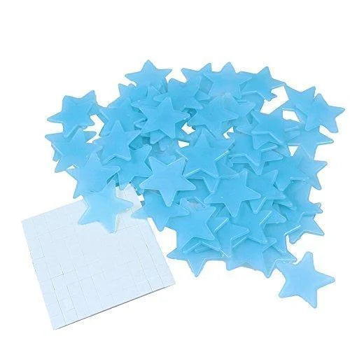 Blue star-shaped stickers on a white background