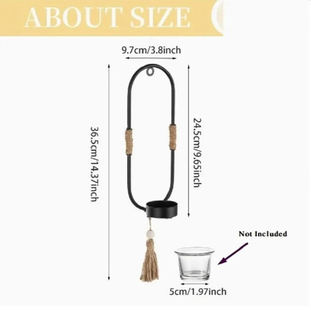 Measurement chart of a decorative item with dimensions and a glass cup labeled 'Not Included'.