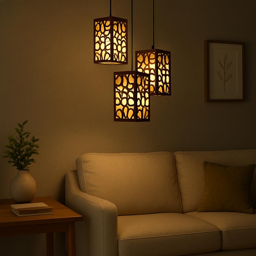 Dark Brown Wooden Ceiling Light