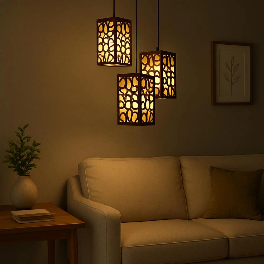 Dark Brown Wooden Ceiling Light