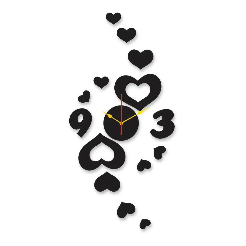 Wall clock with heart-shaped design on a white background